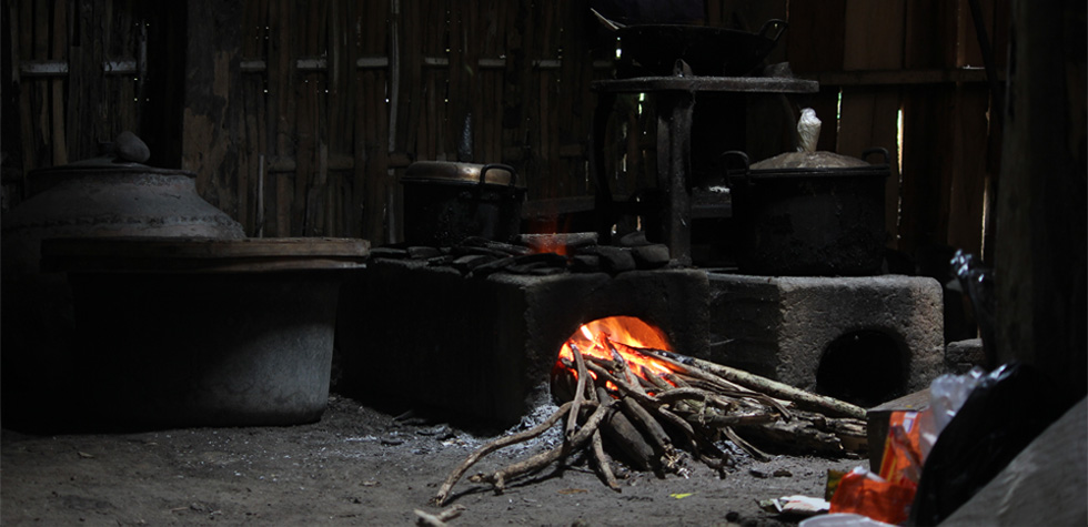 Cooking indoors on a wood stove